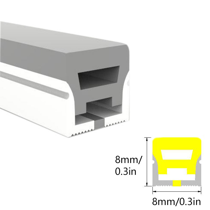 08*07mm Silicone Diffuser LED Strip Tube For 5mm Light Strip - Three-Sided Illumination